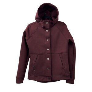North Face 3D Thermal Womens Small Burgundy Hooded Snap Jacket Sweater